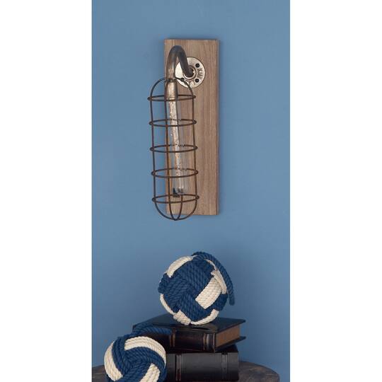15" Brown Iron Industrial LED Wall Sconce